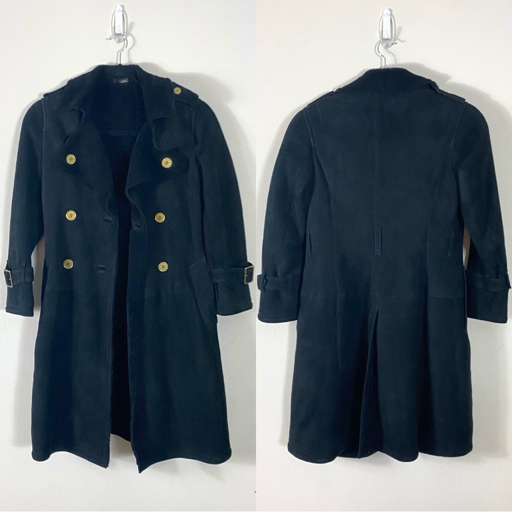 RARE COACH Genuine Leather Real Shearling Coat with Gold Buttons AUTHENTIC - 4